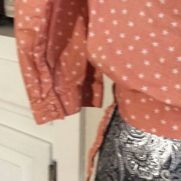 Madewell Apricot Stars Cotton Crop Wrap Blouse XXS - Picture 7 of 10